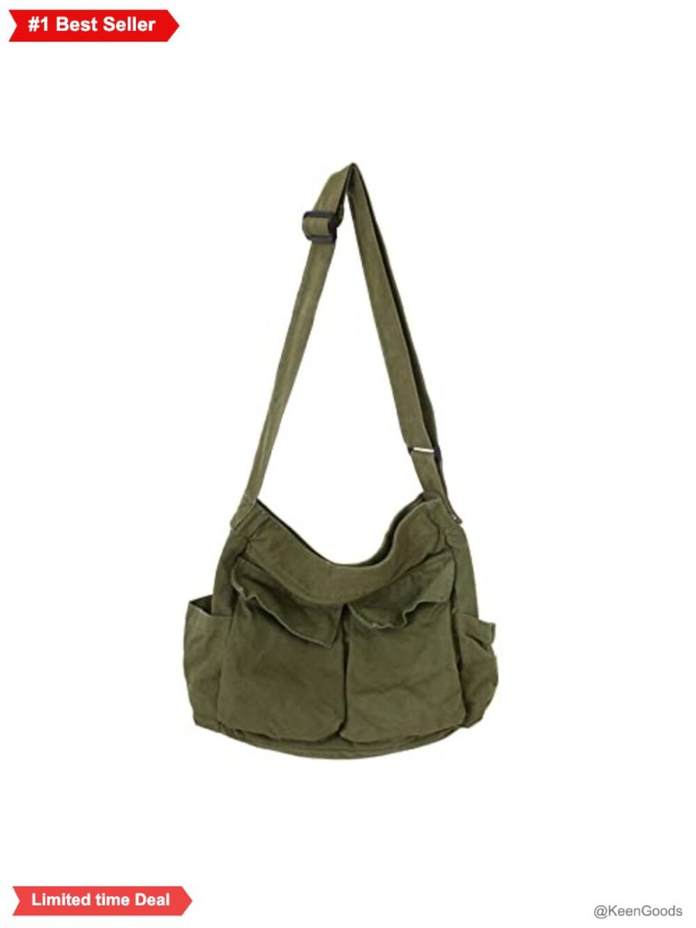 Canvas Tote Bag Large Capacity Zipper Crossbody Shoulder Bag
